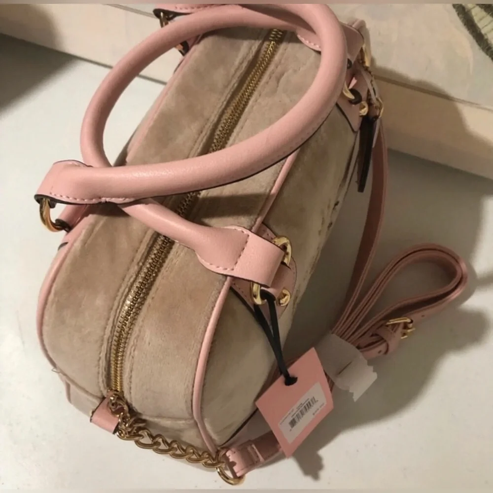 Y2K Juicy Couture Heritage Bowler Velour Bag Pink Gold Hardware NWT Top Handle